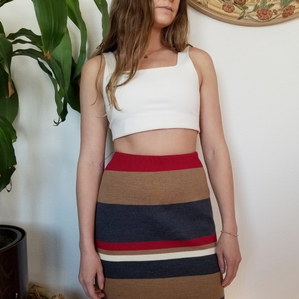 SOLD💫Vintage 60s Color Blocked Wool Maxi Skirt